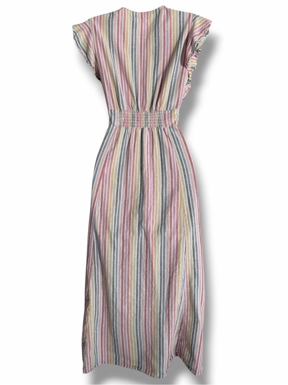 Marine Layer Camila Midi Dress Stripe Button Front V Neck Size Medium - Picture 4 of 9